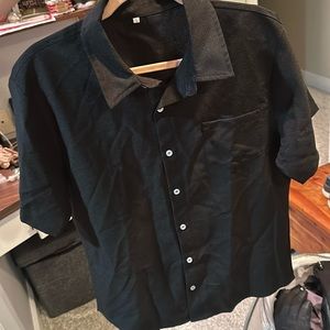 Black Button down T from Amazon. Size L